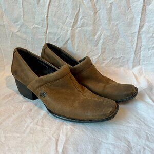 BORN Brown Leather Square Toed Ankle Booties * Size 8